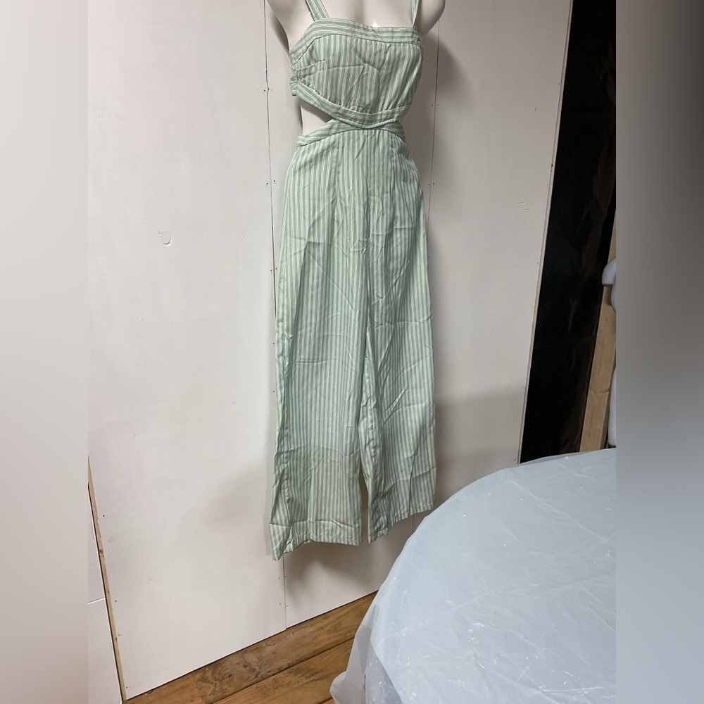SHEIN Mint Striped Wide Leg Jumpsuit - Picture 2 of 11